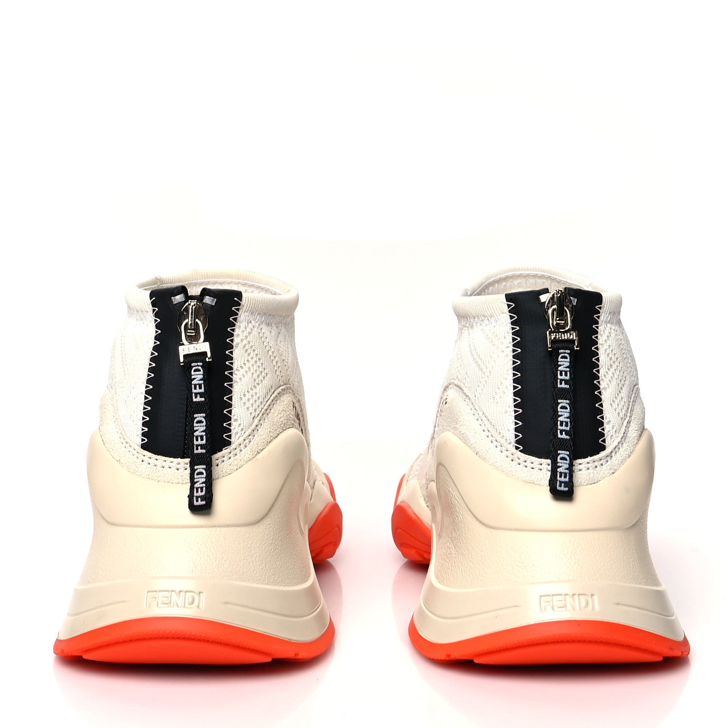 Fendi Technical 3D Mesh Womens FFluid Zip Up Sneakers 40 White Latte Ruggine 5 of 10