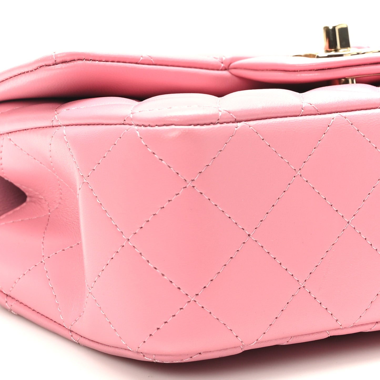 Lambskin Quilted Mini Top Handle Rectangular Flap Pink