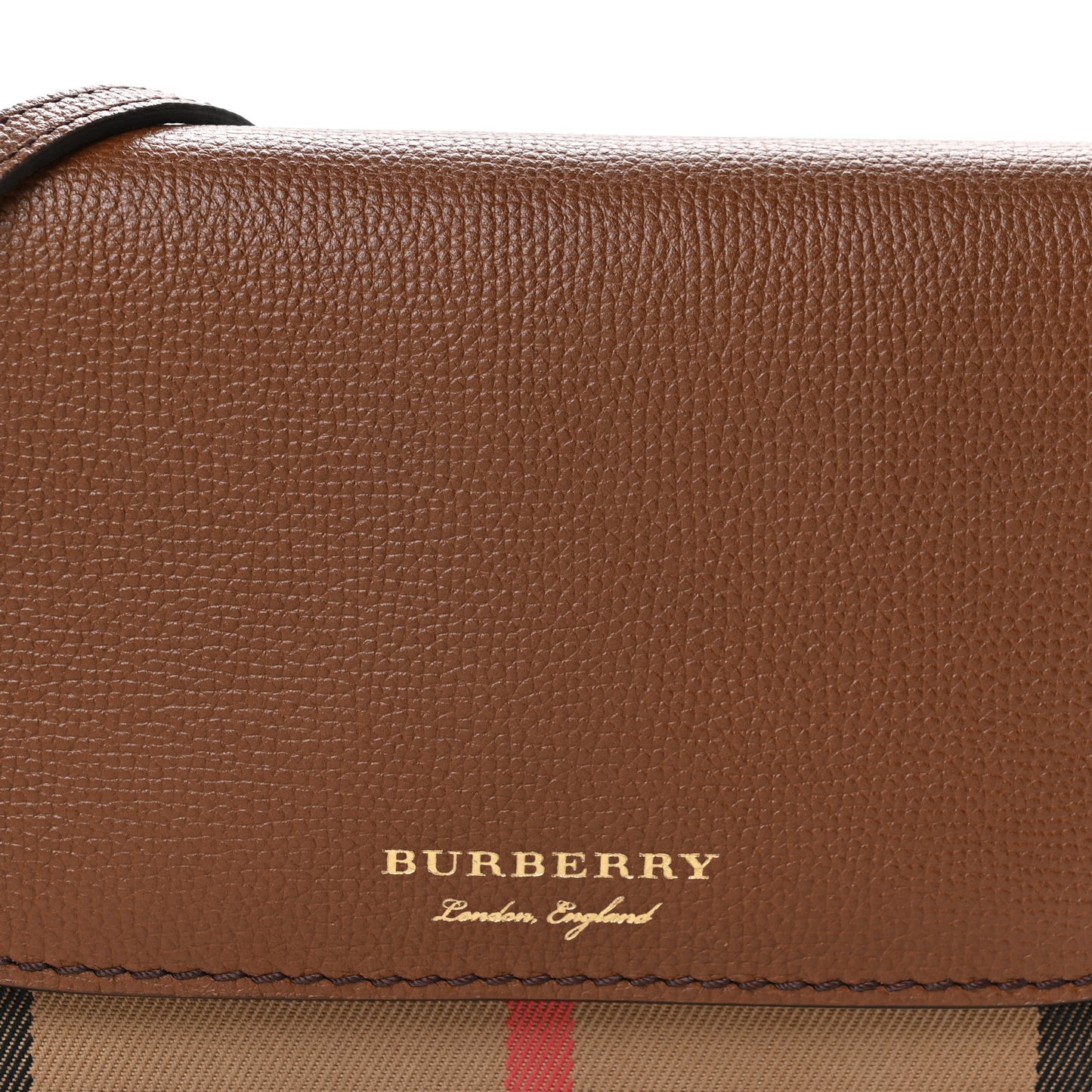 Grained Calfskin House Check Tartan Mix Hampshire Wallet On Chain Tan