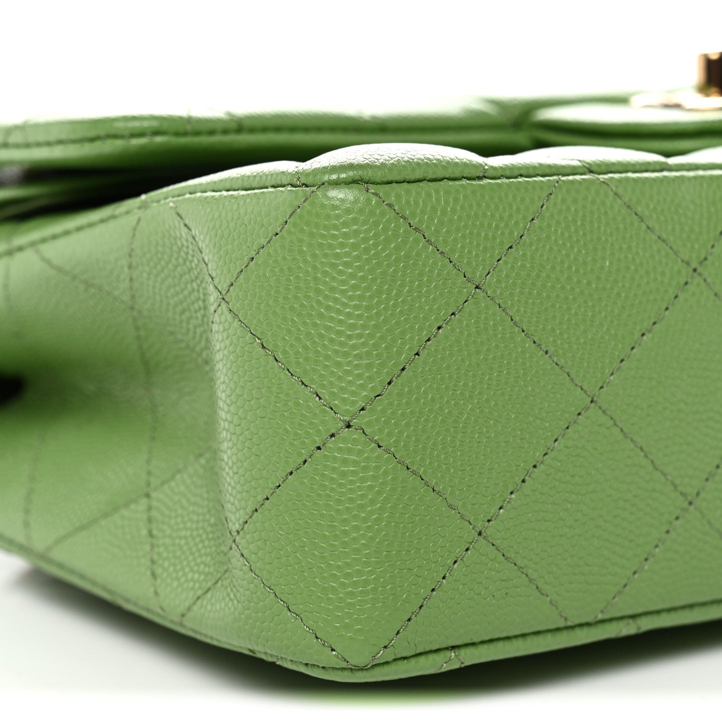 Caviar Quilted Small Double Flap Green