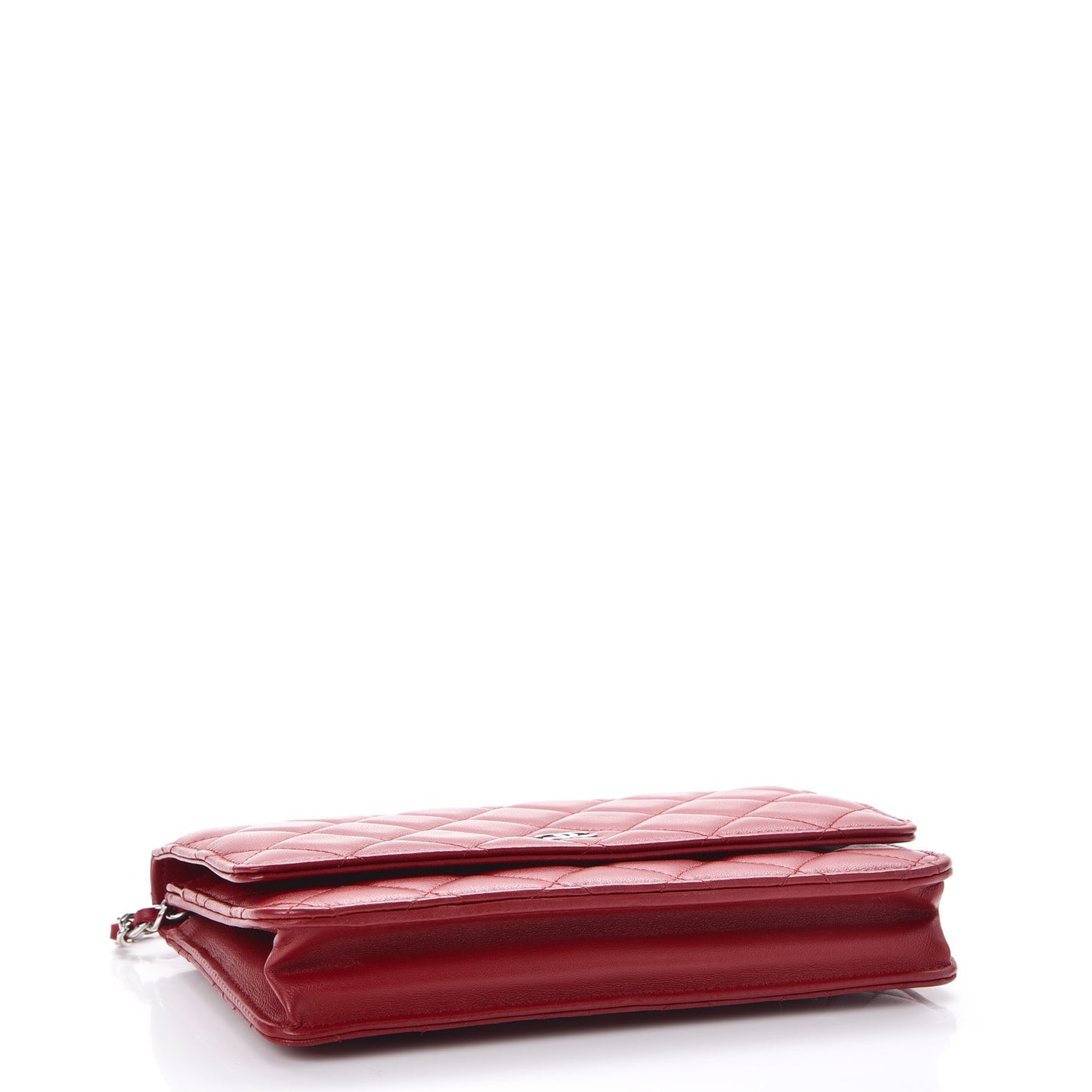 Lambskin Quilted Wallet On Chain WOC Red