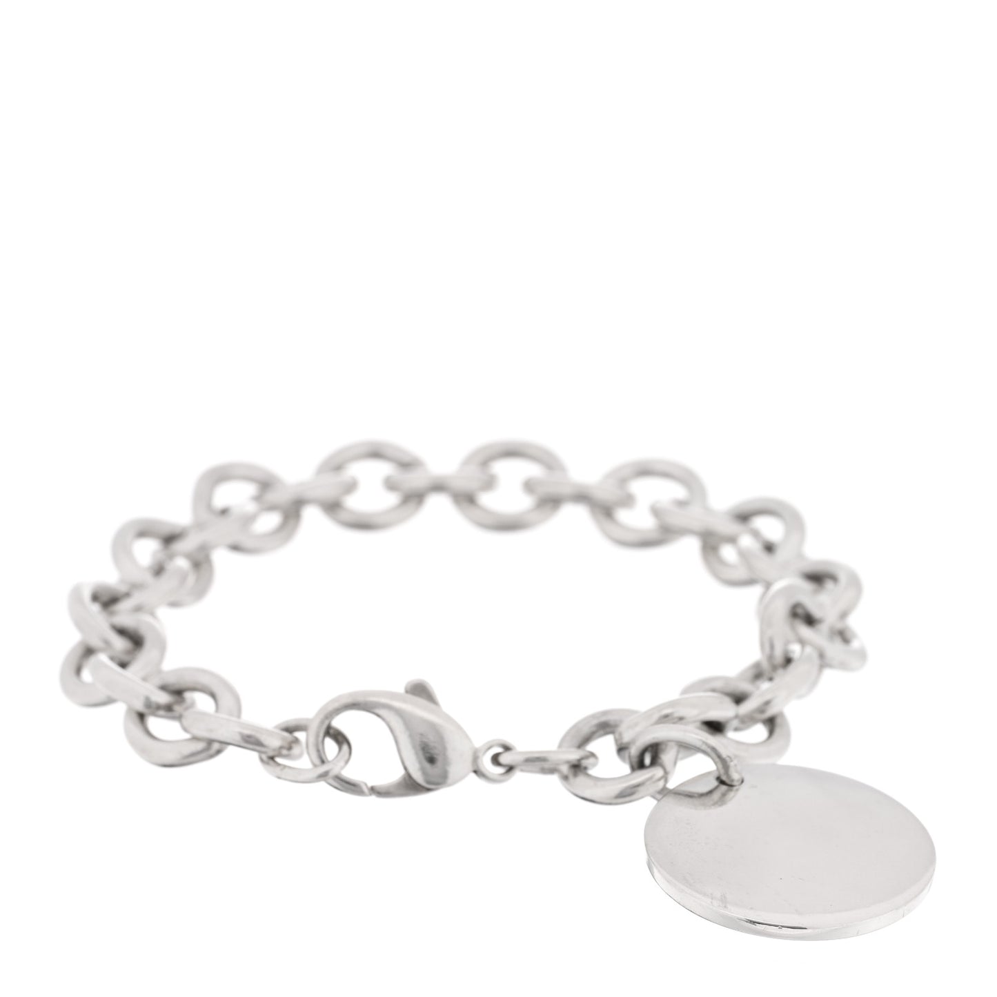 Sterling Silver Round Tag Charm Bracelet