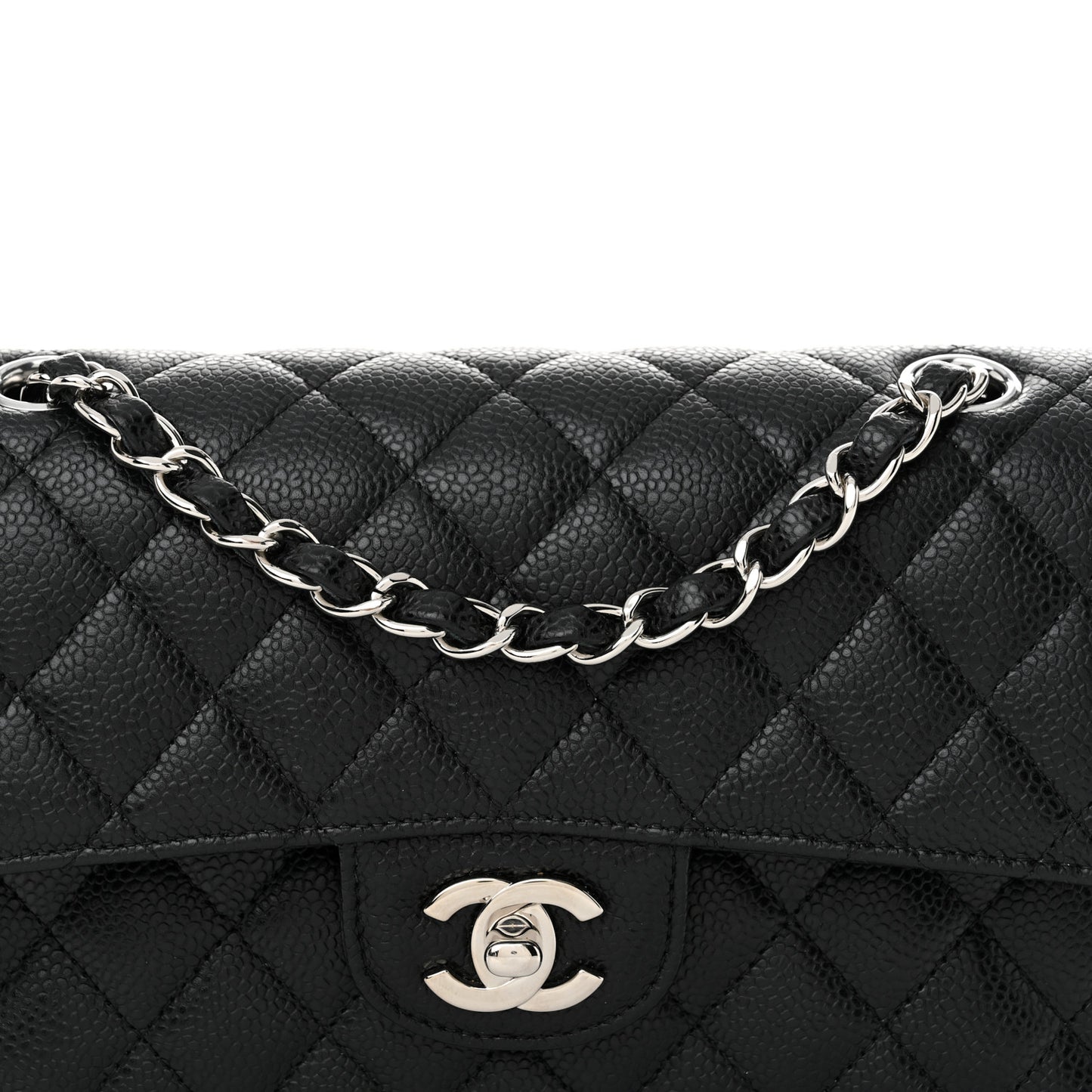 Caviar Quilted Small Double Flap Black