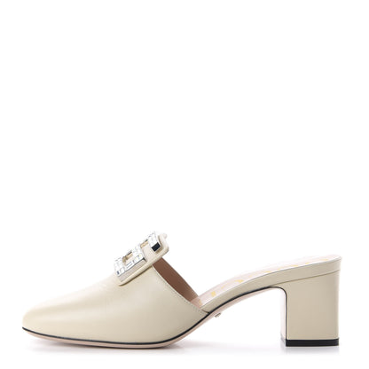 Gucci Malaga Kid Crystal Square G Madelyn Mules 40 Vintage White 1 of 9