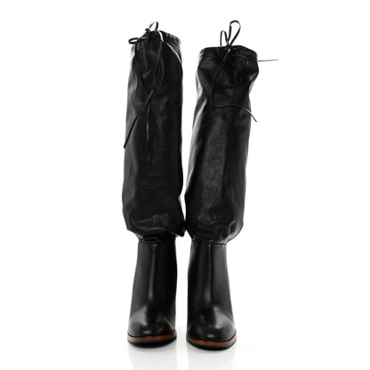 Gucci Deauville Calfskin Cinched Knee High Boots 39 Black 2 of 7