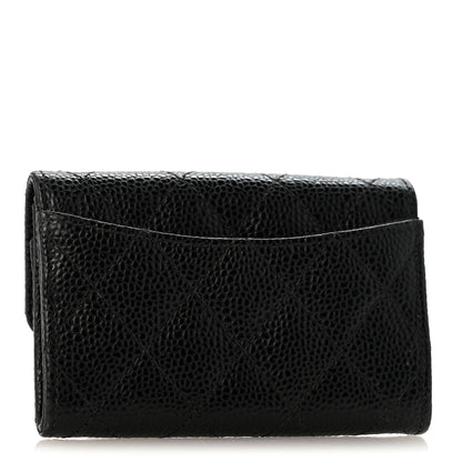 Chanel Caviar Quilted Flap Card Holder Wallet Black 3 of 9