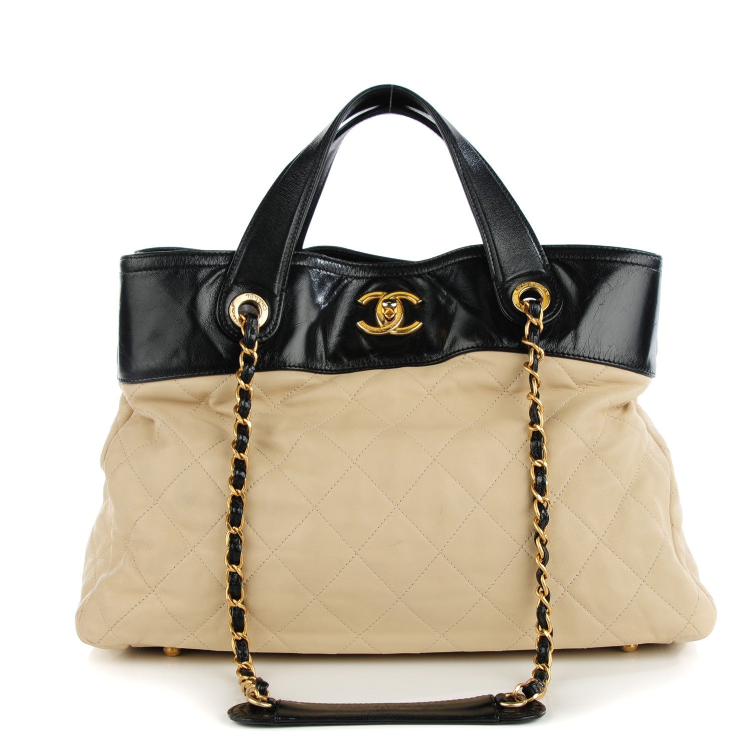 Chanel Calfskin Quilted In The Mix Shopping Tote Beige Black 1 of 9