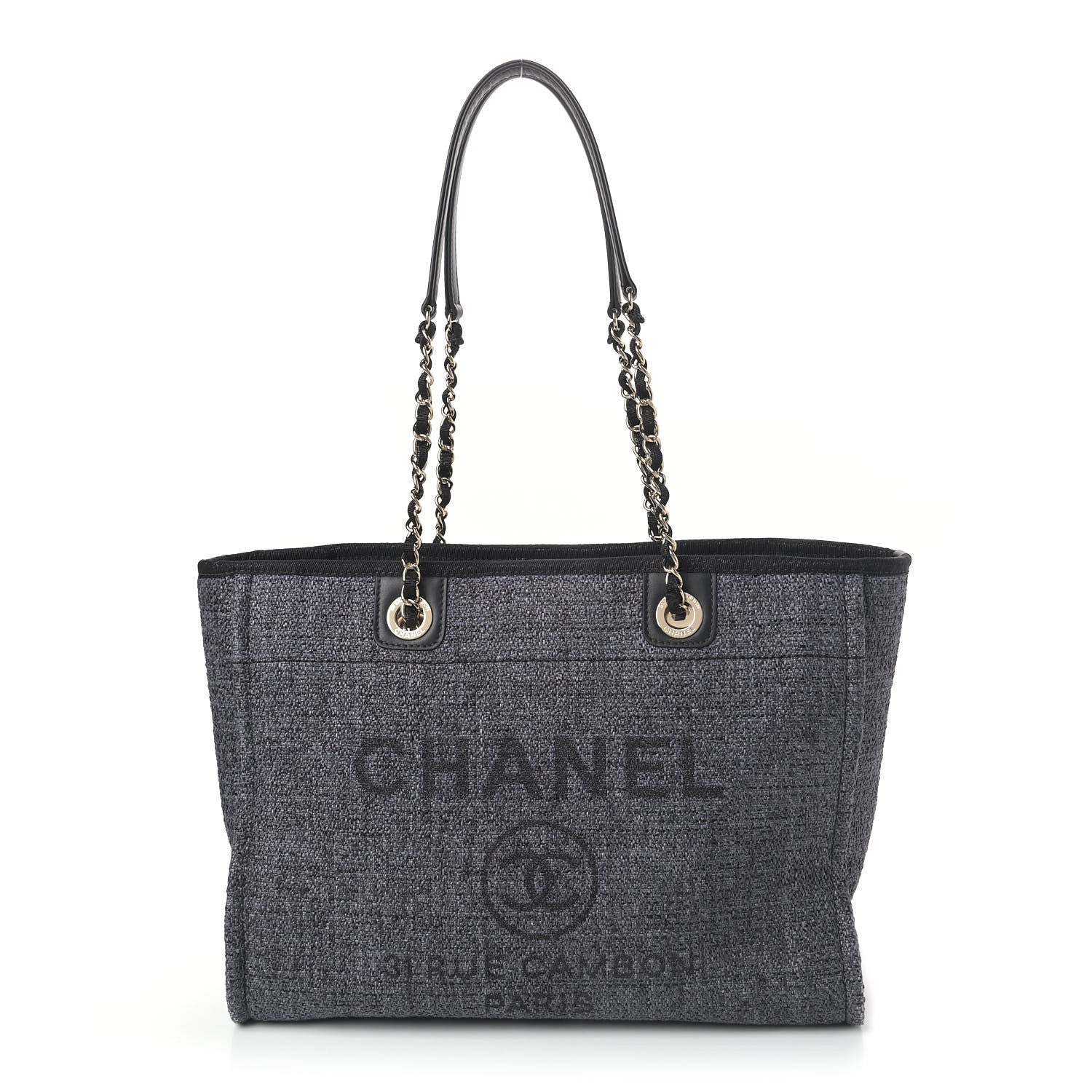 Chanel Lurex Boucle Small Deauville Tote Black 1 of 4