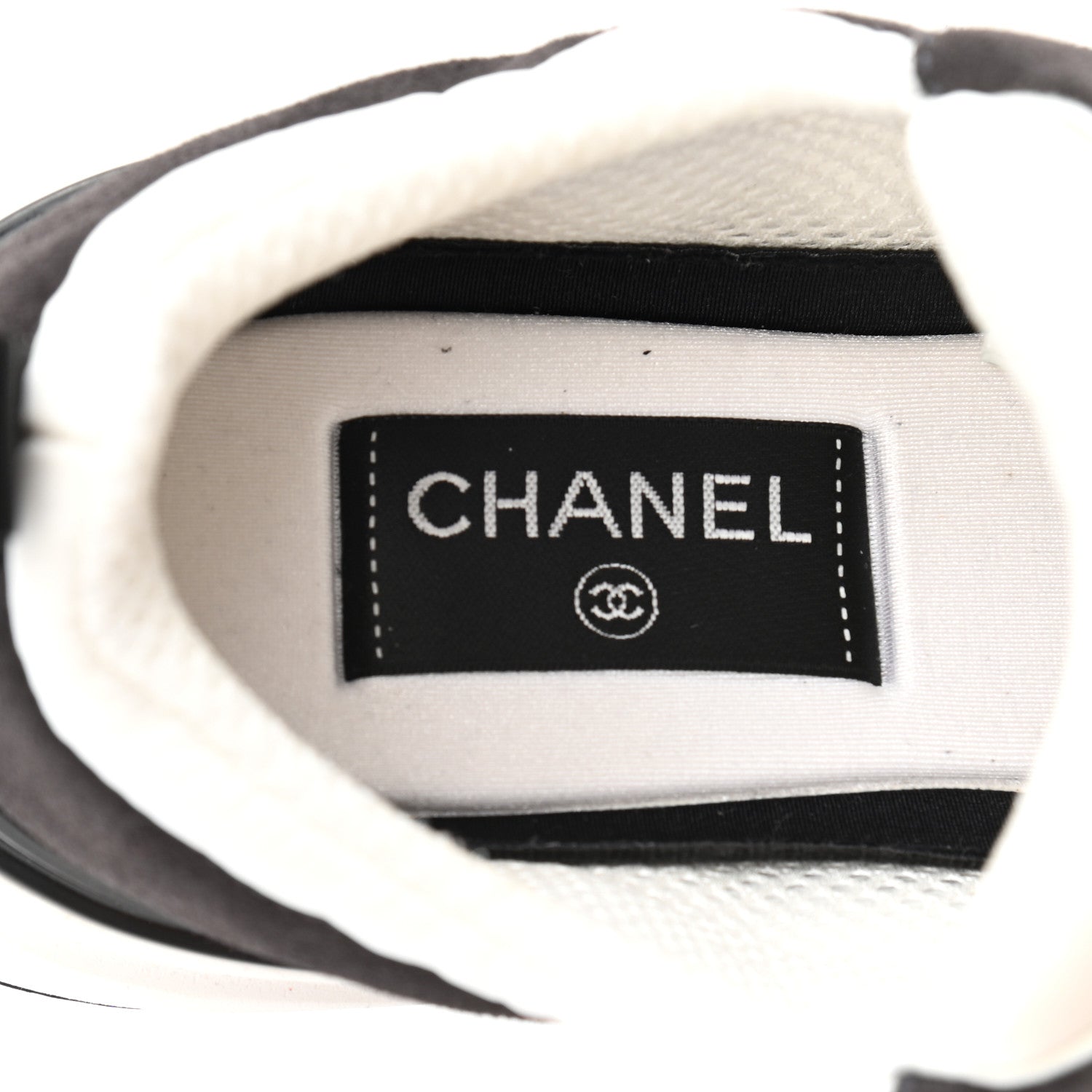 Chanel Nylon Suede Calfskin CC Sneakers 39 White Dark Grey 7 of 8