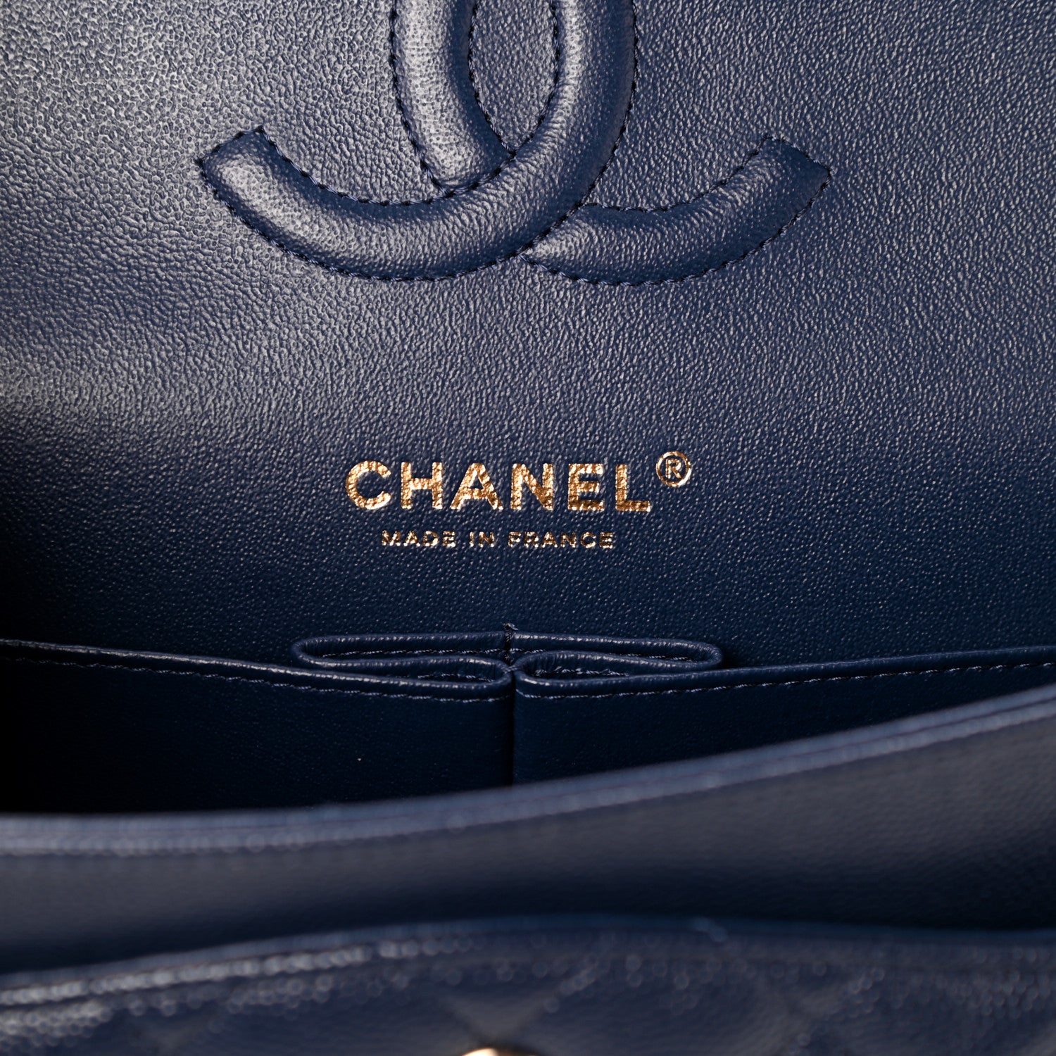 Chanel Caviar Quilted Medium Double Flap Navy 6 of 10