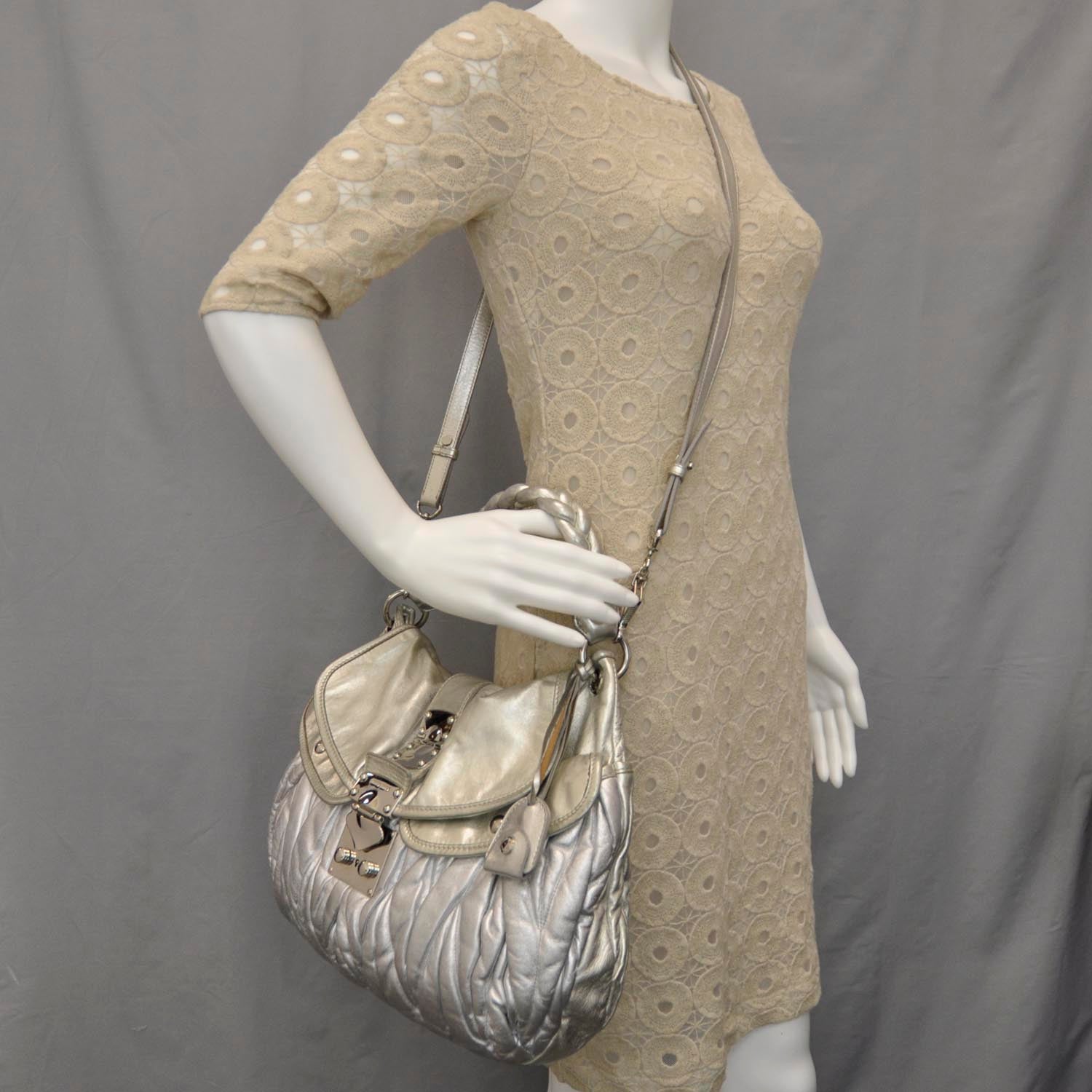 Miu Miu Leather Matelasse Coffer Silver 2 of 7