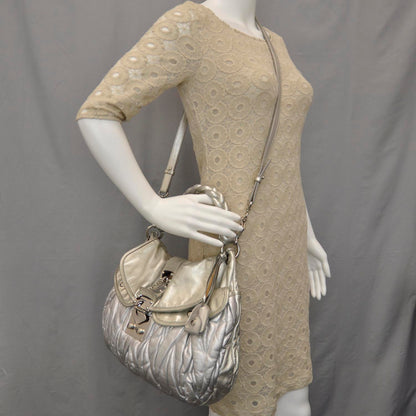 Miu Miu Leather Matelasse Coffer Silver 2 of 7