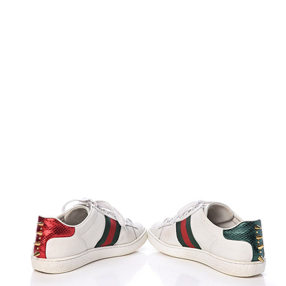 Gucci Calfskin Web Pearl Studded Womens Ace Sneakers 37.5 White 5 of 17