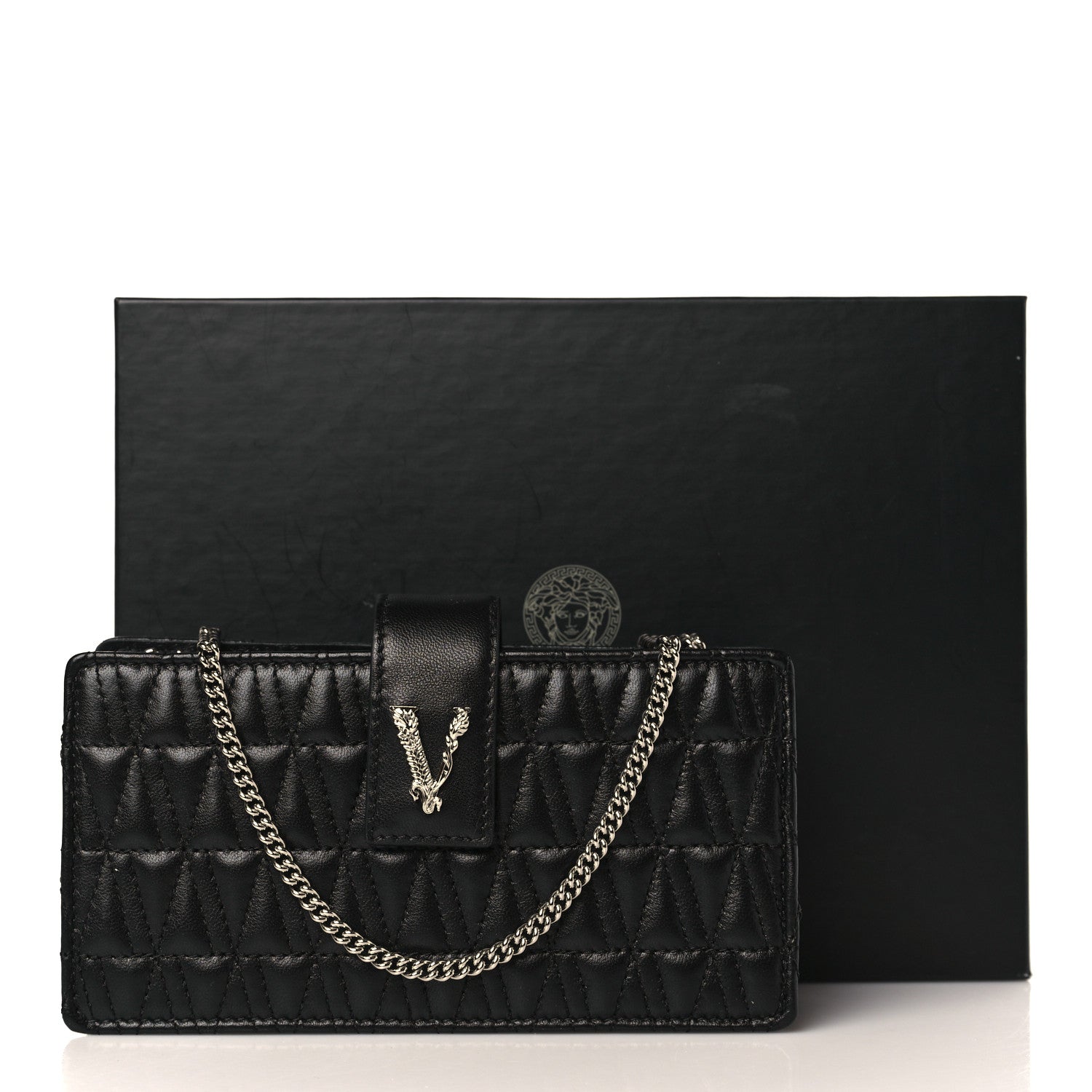 Versace Nappa Quilted Virtus Mini Shoulder Bag Black 8 of 8