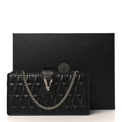 Versace Nappa Quilted Virtus Mini Shoulder Bag Black 8 of 8