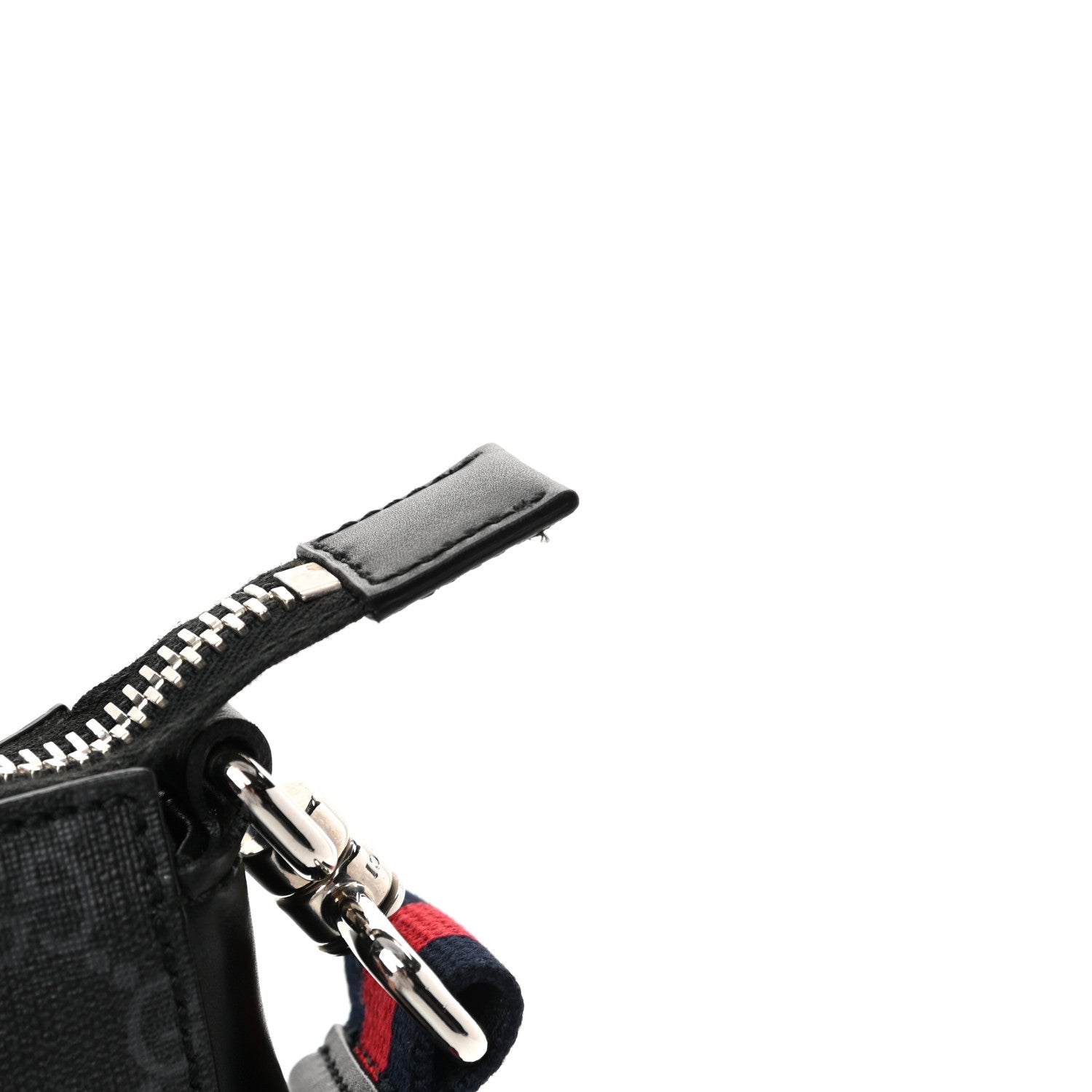 Gucci GG Supreme Monogram Appia Calfskin Web Flat Messenger Bag Black Grey 10 of 10