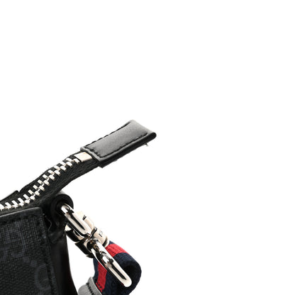 Gucci GG Supreme Monogram Appia Calfskin Web Flat Messenger Bag Black Grey 10 of 10