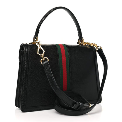 Gucci Textured Dollar Calfskin Web Small Ophidia Padlock Top Handle Bag Black 3 of 10