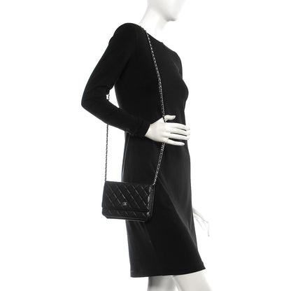 Chanel Lambskin Quilted Wallet On Chain WOC Black 2 of 10