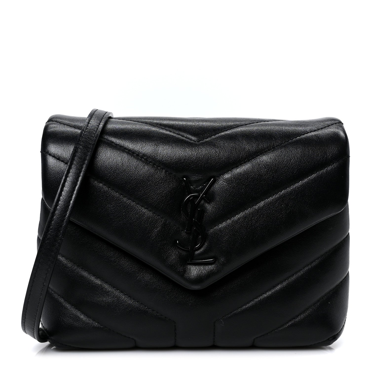 Saint Laurent Calfskin Y Quilted Monogram Monochrome Toy Loulou Crossbody Bag Black 1 of 10