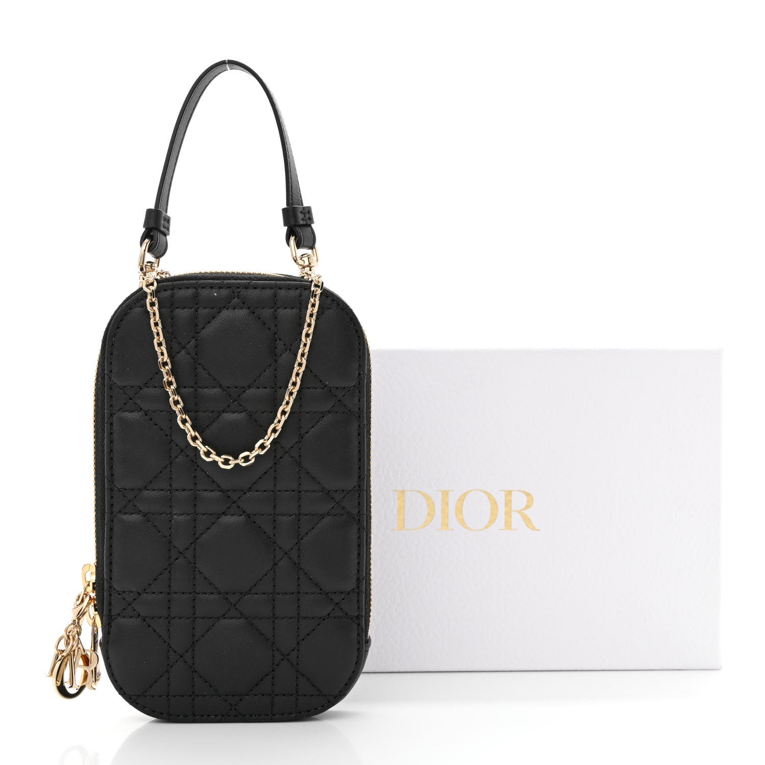 Christian Dior Lambskin Cannage Lady Dior Phone Holder Black 11 of 11