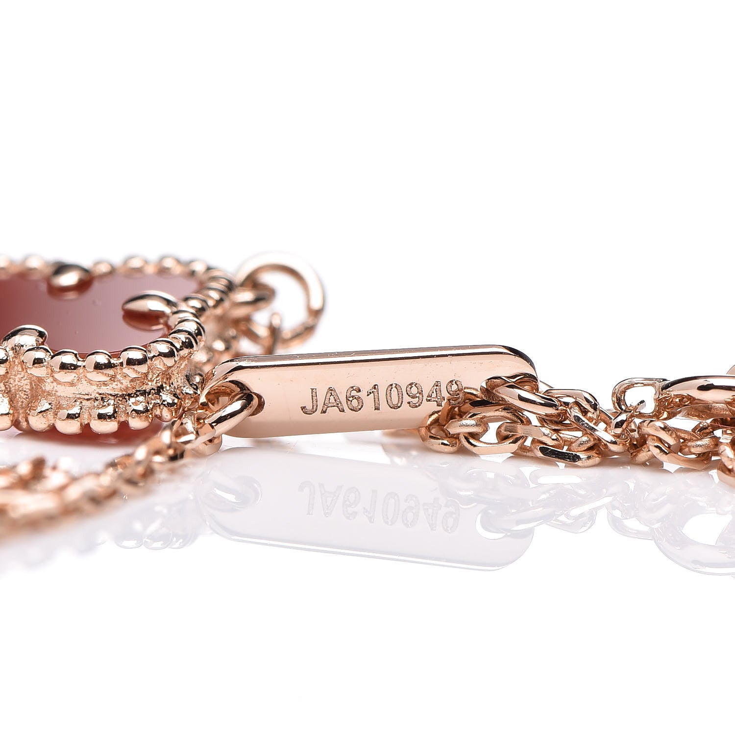 Van Cleef & Arpels 18K Rose Gold Carnelian Sweet Alhambra Bracelet 5 of 7