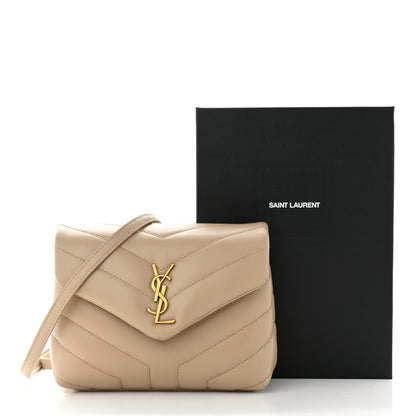 Saint Laurent Calfskin Y Quilted Monogram Toy Loulou Crossbody Bag Dark Beige 11 of 11