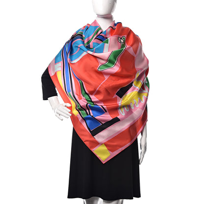 Hermes Silk Sea Surf and Fun Scarf 140 Rose Bleu Vert 2 of 6