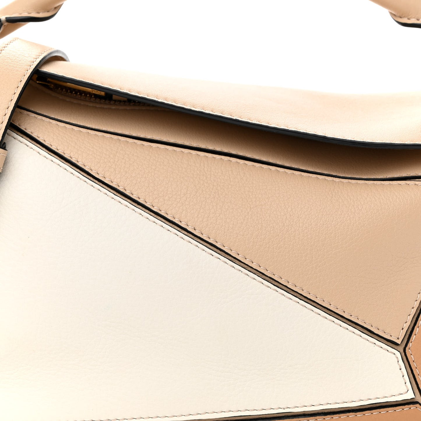 Calfskin Small Puzzle Bag Dusty Beige Soft White