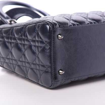 Christian Dior Metallic Lambskin Cannage Medium Lady Dior Navy Blue 9 of 11