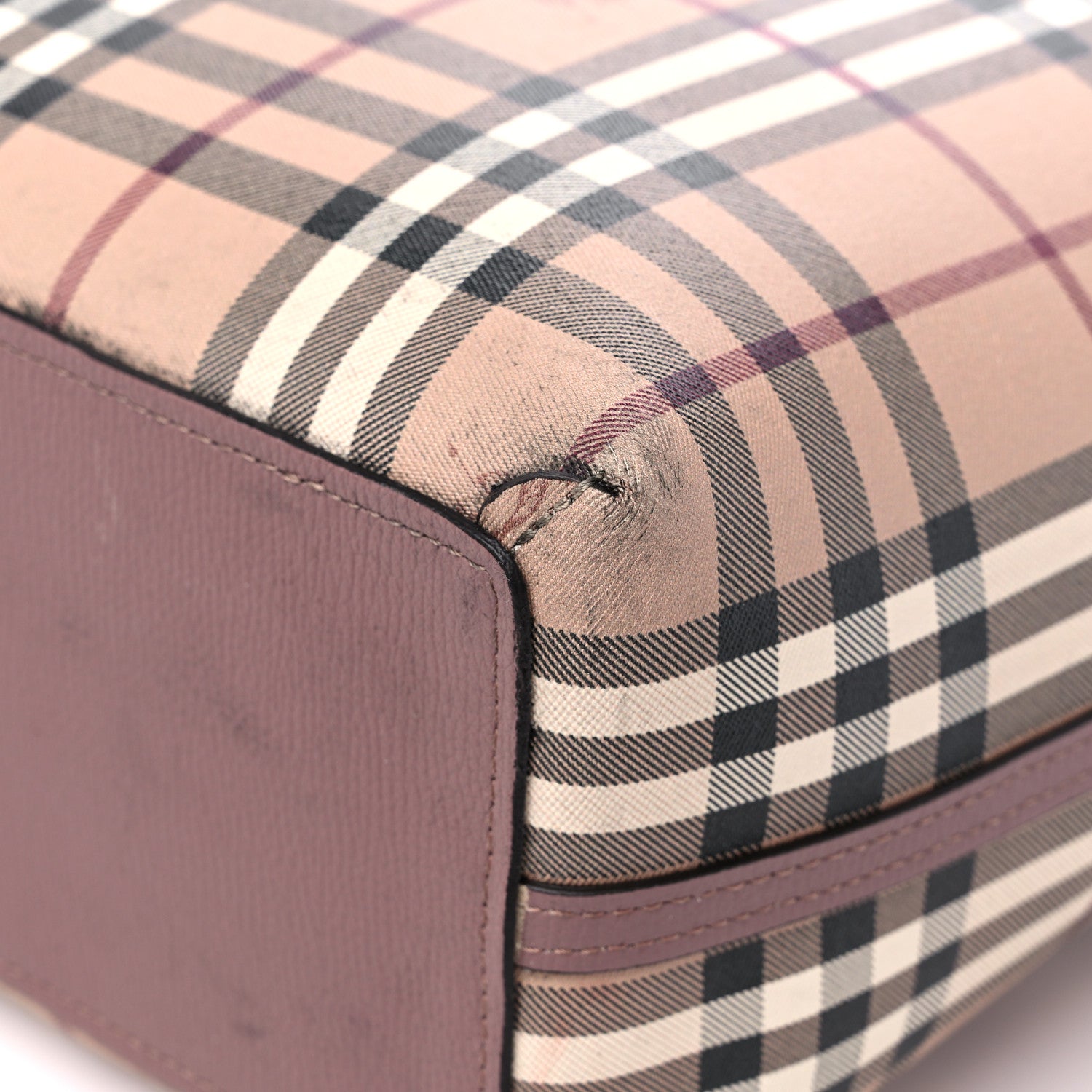 Burberry Grainy Calfskin Haymarket Check Medium Reversible Tote Dusty Pink 9 of 20