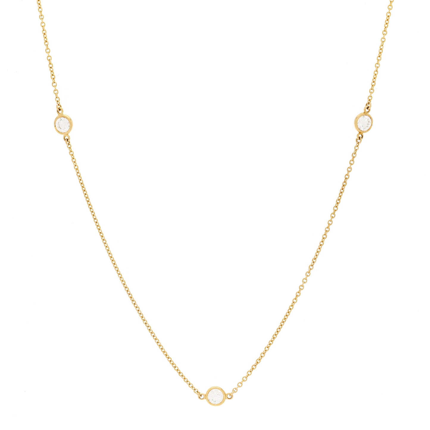 18K Yellow Gold Diamond .75ctw 5 Station Diamonds by the Yard Necklace