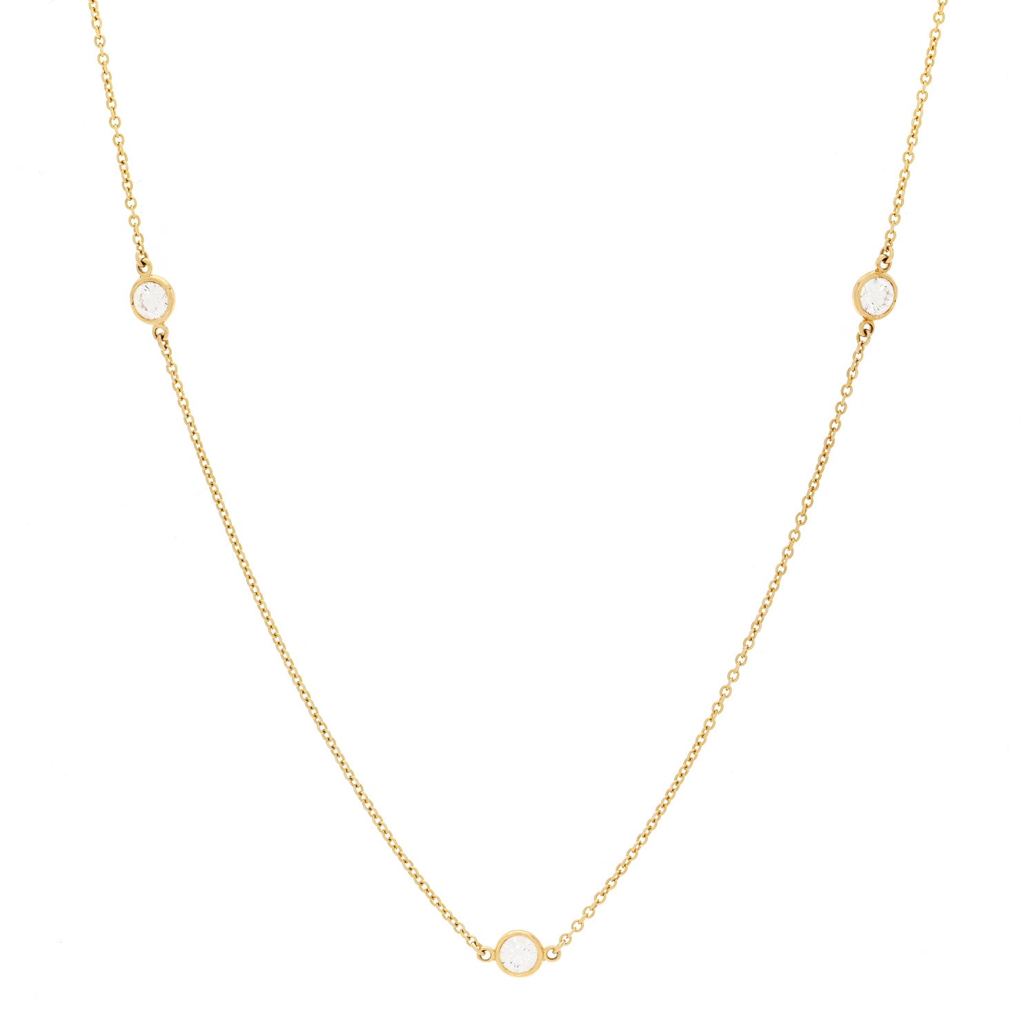 Tiffany 18K Yellow Gold Diamond .75ctw 5 Station Diamonds by the Yard Necklace 1 of 6