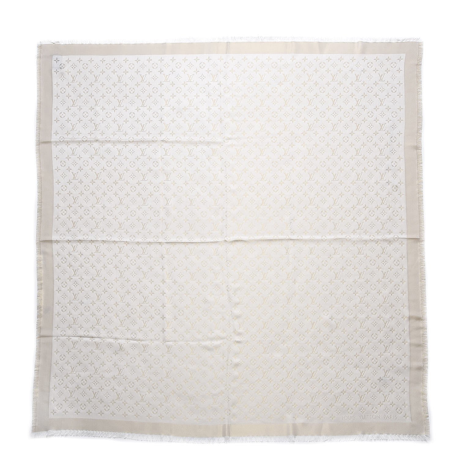 Louis Vuitton Wool Silk Lurex Monogram Shine Shawl White 1 of 6
