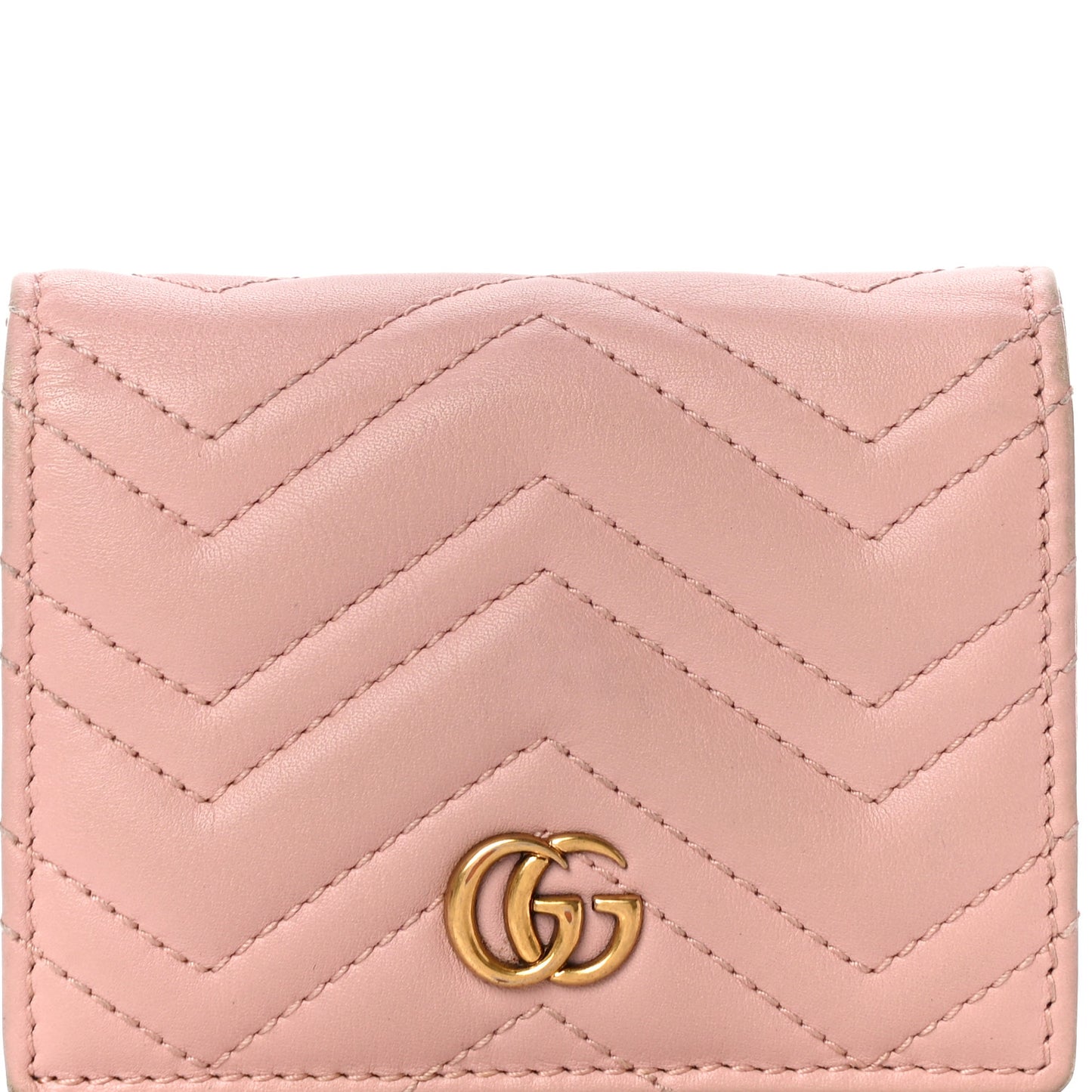 Calfskin Matelasse GG Marmont Card Case Wallet Perfect Pink