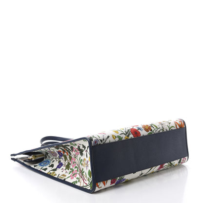 Gucci Canvas Large Flora Tote Navy Multicolor 4 of 12