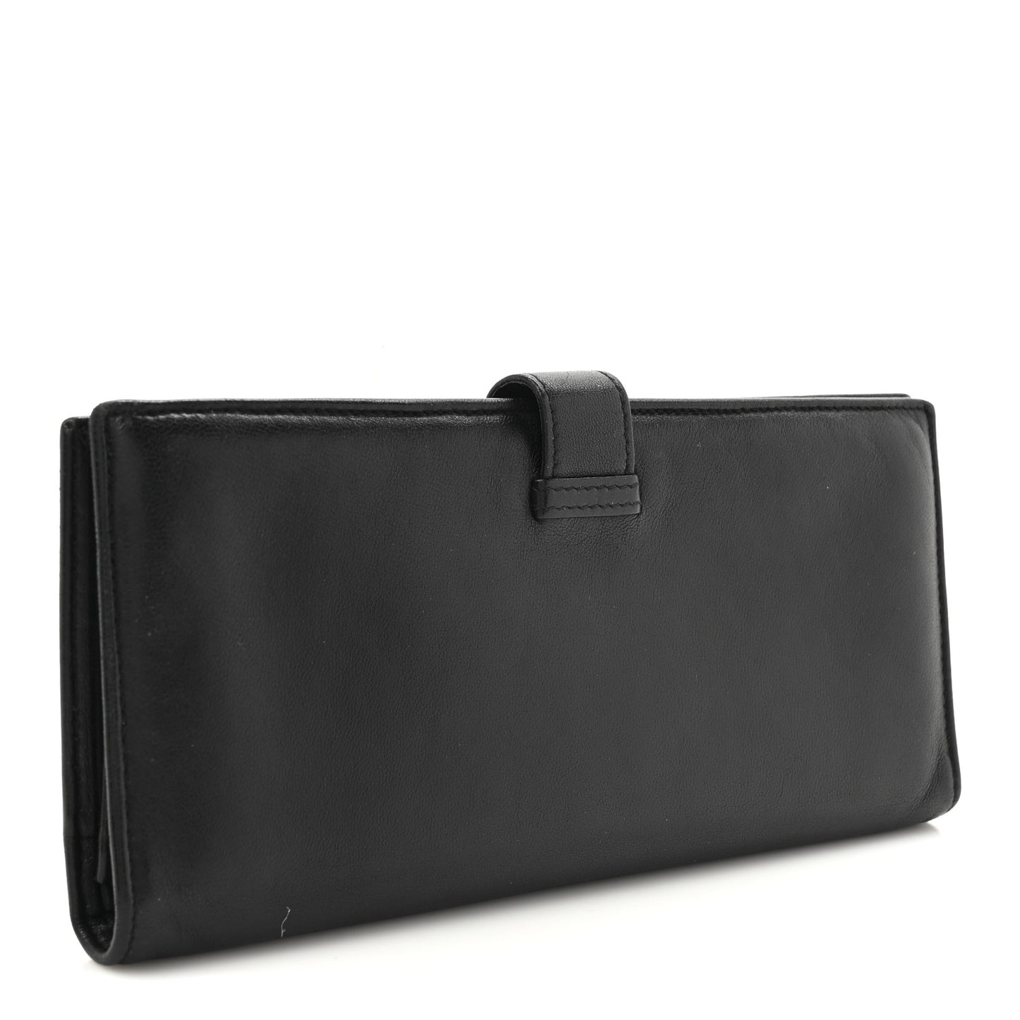 Calfskin Long Horizontal Wallet Black
