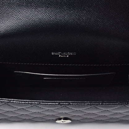 Saint Laurent Grain De Poudre Textured Mixed Matelasse Triquilt Small Monogram Satchel Black 5 of 8