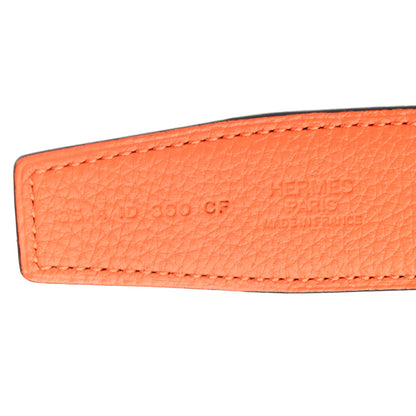 Hermes Box Togo 32mm Guilloche H Belt 85 Black Orange 5 of 5