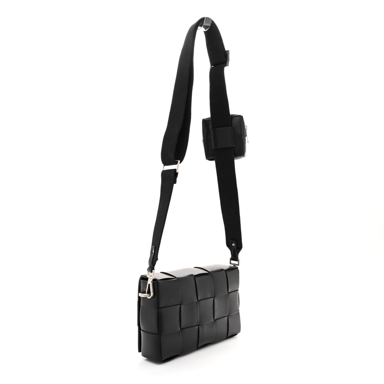 Bottega Veneta Calfskin Maxi Intreccio Cassette With Strap Bag Black 3 of 9