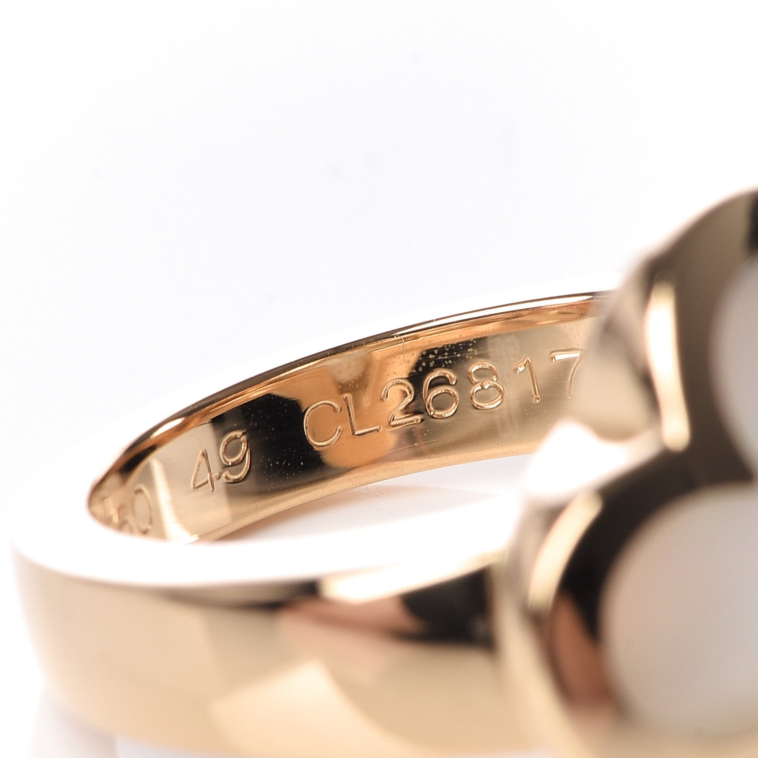 Van Cleef & Arpels 18K Yellow Gold Mother of Pearl Pure Alhambra Ring 49 4.75 6 of 7