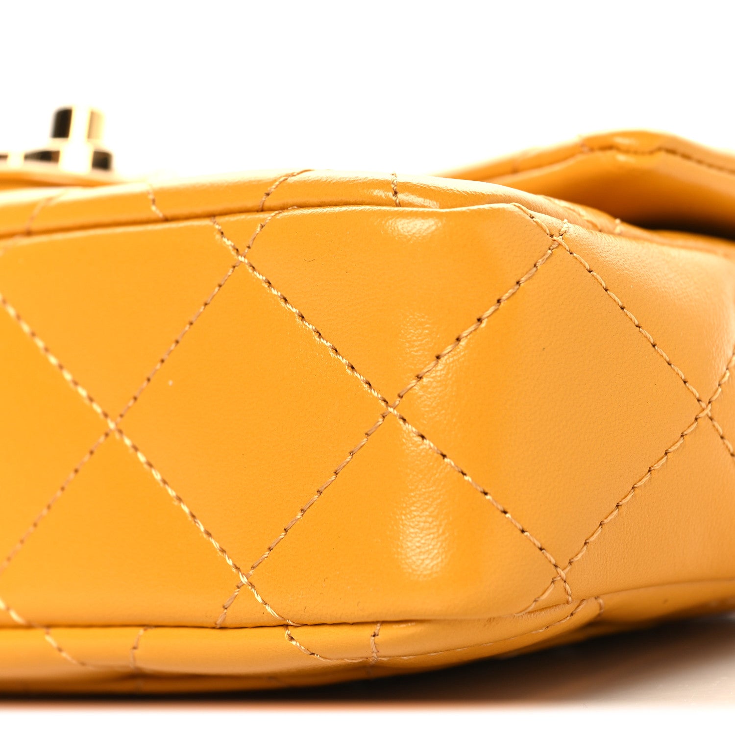 Chanel Shiny Lambskin Quilted Golden Links Top Handle Flap Yellow