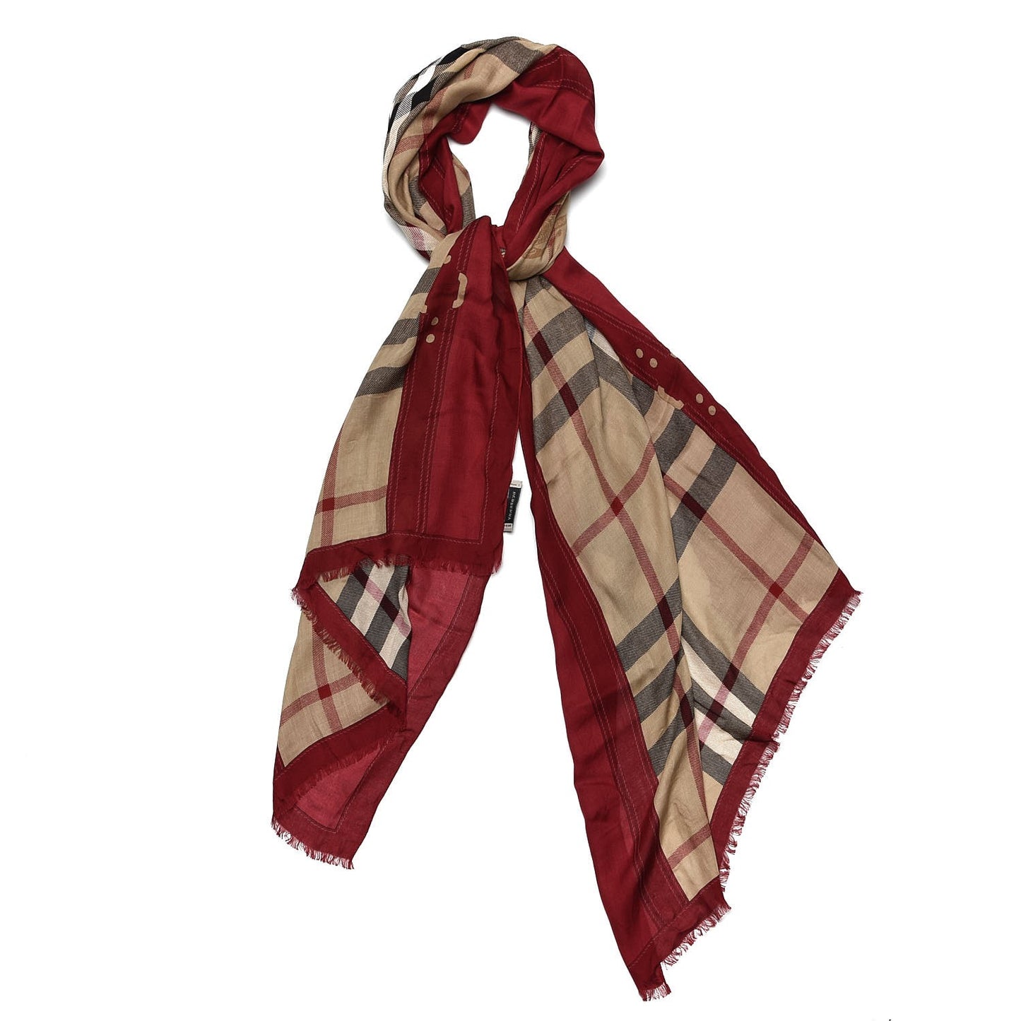 Modal Cashmere Haymarket Check Color Border Scarf Red
