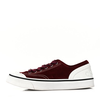 Chanel Suede Lace Up Cap Toe Sneakers 39.5 Burgundy 1 of 10