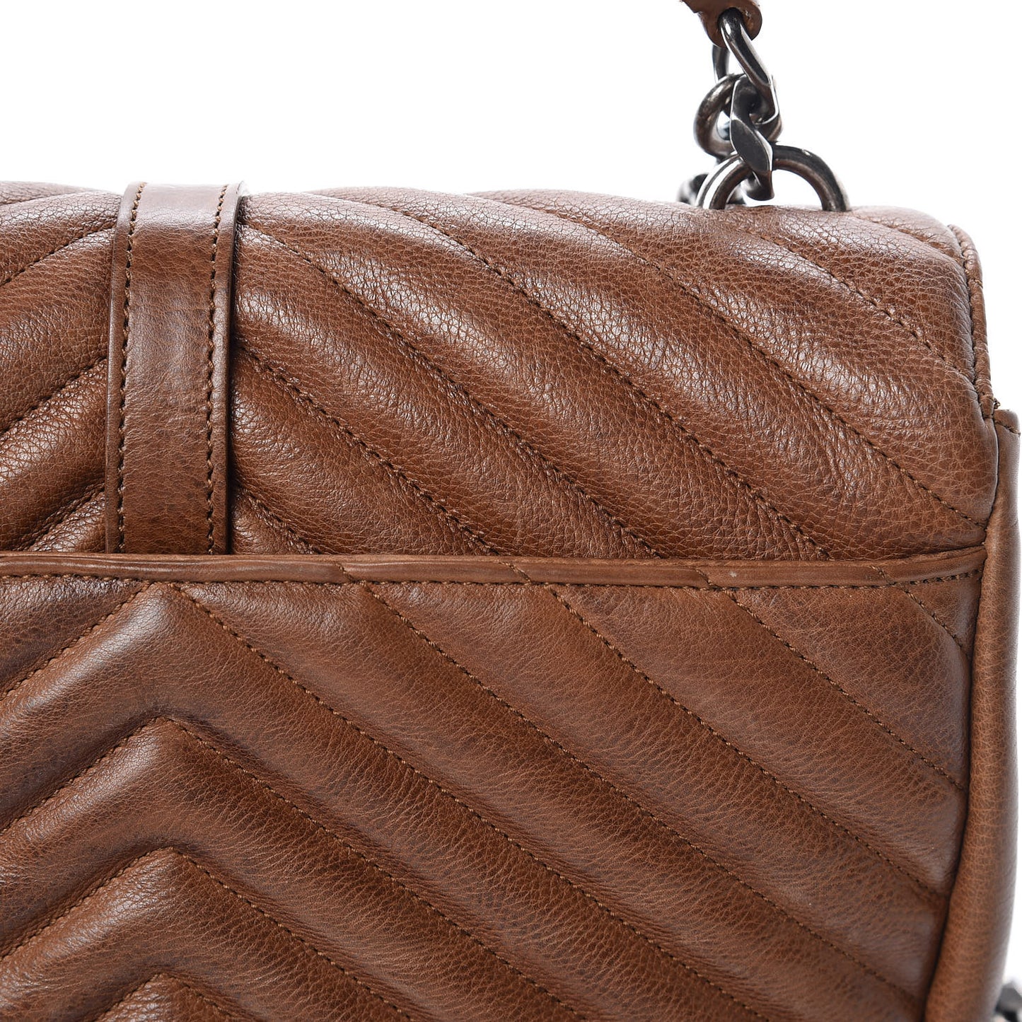 Calfskin Matelasse Chevron Monogram Medium College Bag Cognac