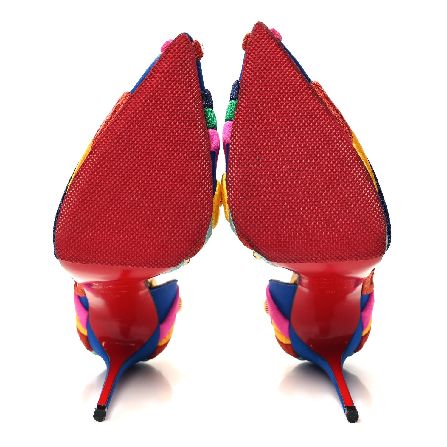Christian Louboutin Crepe Satin Embroidered D'Orsay 100 Pumps 38 Multicolor 5 of 7