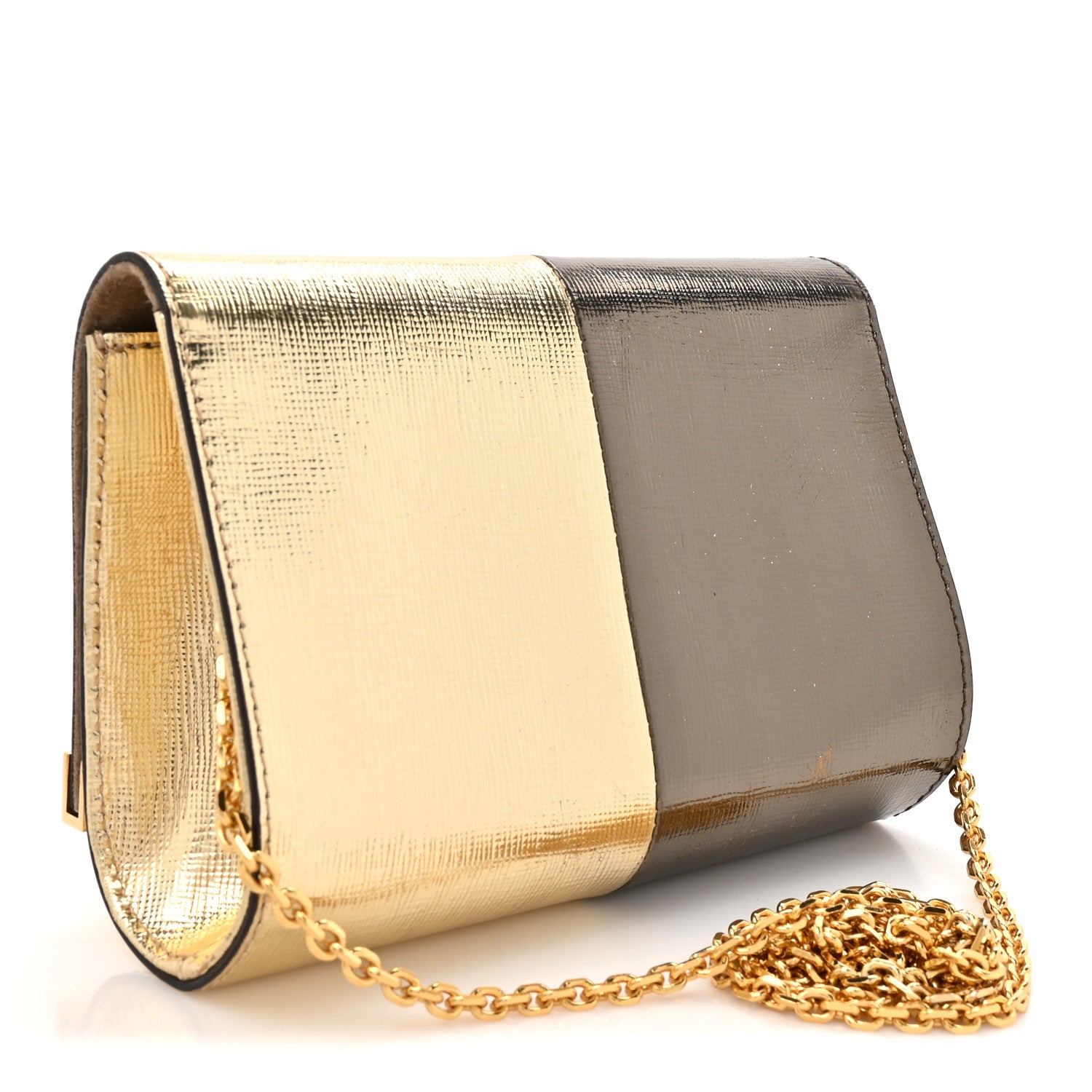 Fendi Vitello Mirror Elite Bi-Color Mini Rush Clutch Bronze Gold 2 of 11