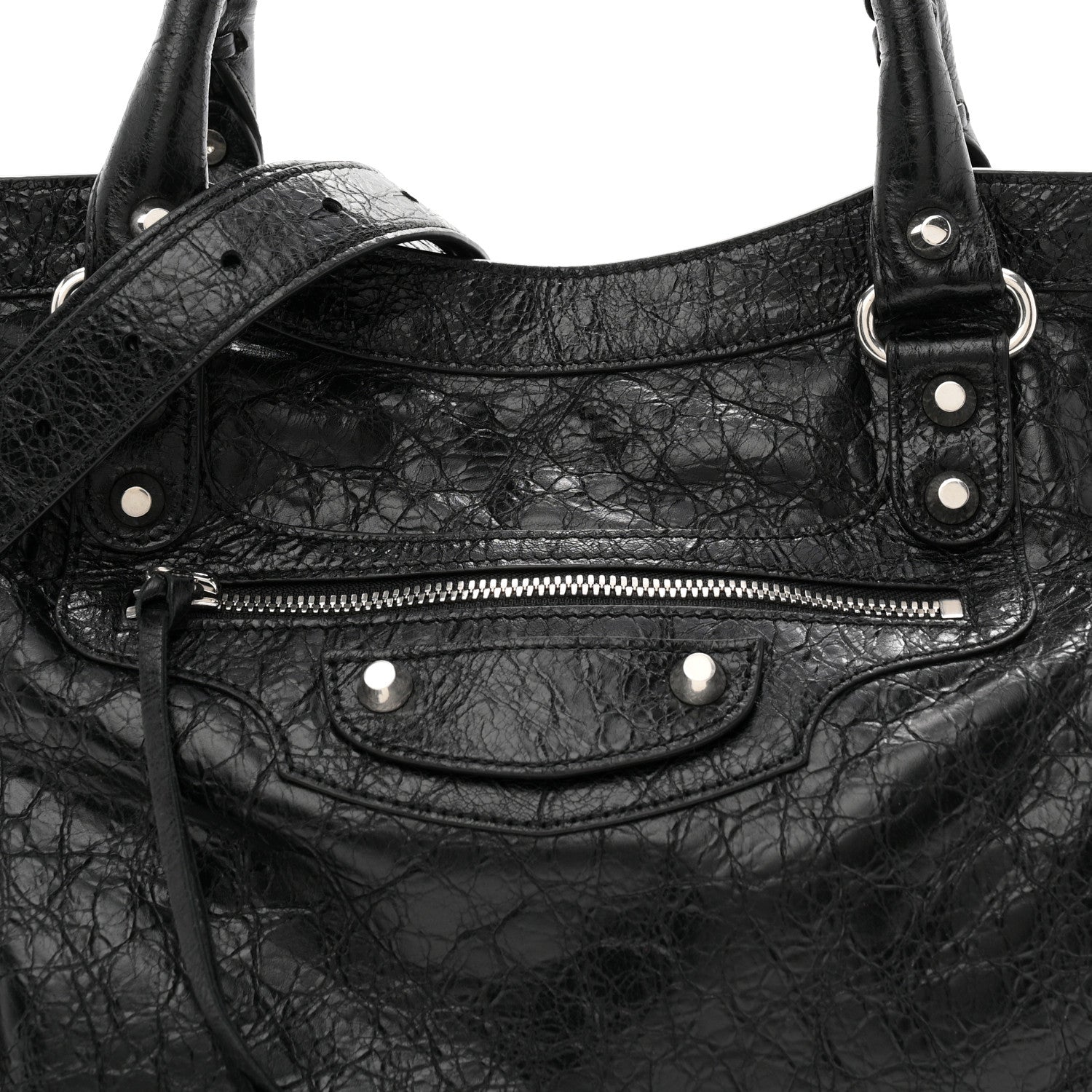Balenciaga Agneau Arena Silver Hardware Medium Le City Black 8 of 10