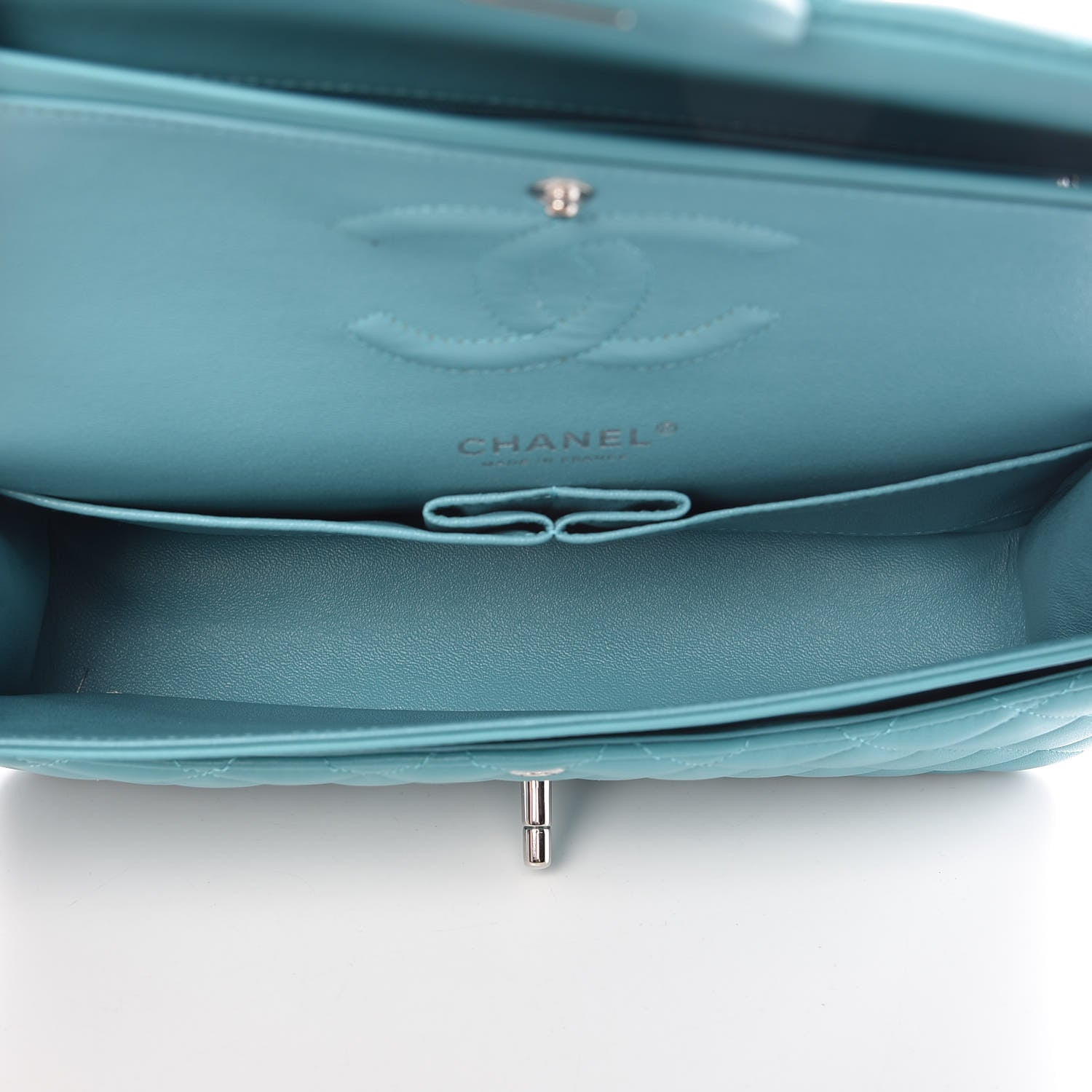 Chanel Lambskin Quilted Medium Double Flap Turquoise 7 of 10