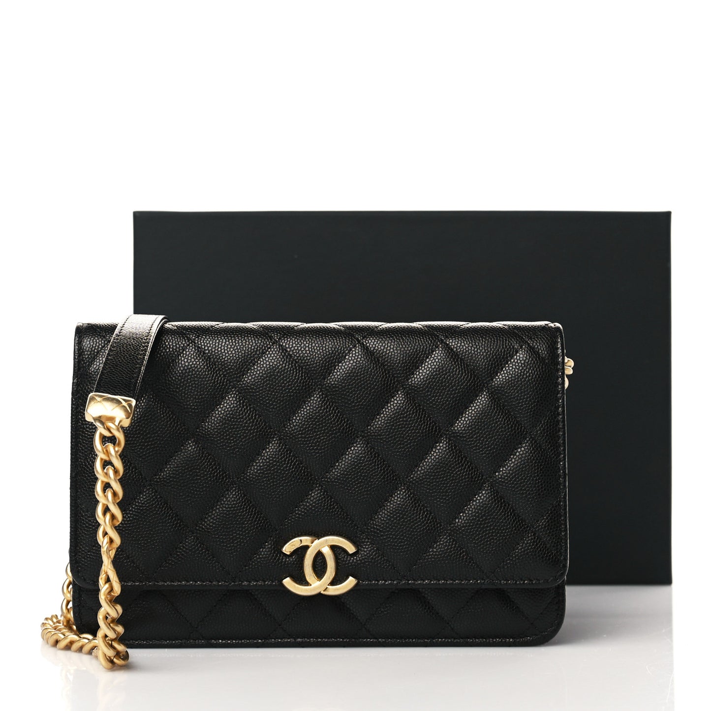 Caviar Quilted Bracelet On Chain Wallet On Chain WOC Black
